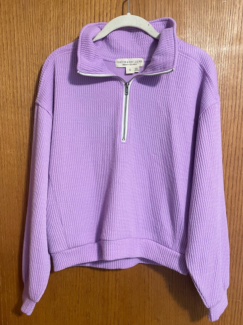 SALTWATER LUXE half zip seam pullover sweater in lavender Sz S